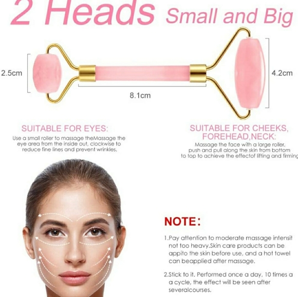 JADE ROLLER ROSE QUARTZ FACE MASSAGER - Picture 7 of 8